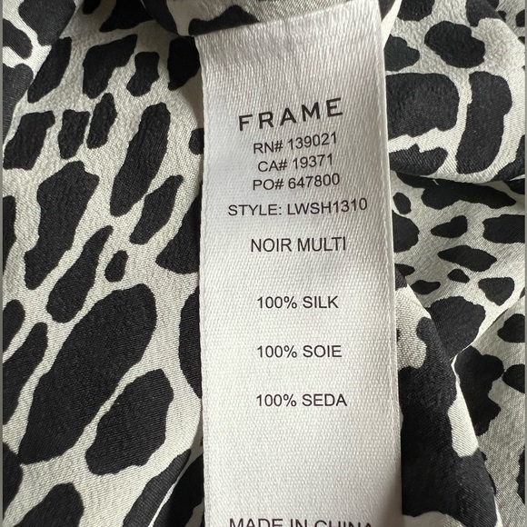 FRAME animal print silk cami top sz M black white glam flowy - Picture 4 of 7